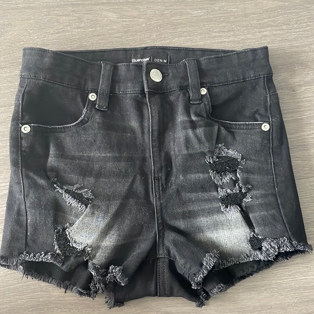 Bluenotes Charcoal High-waisted Stretchy Denim Shorts